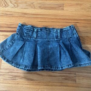 Madden Girl Pleated Blue Denim Micro Mini Skirt